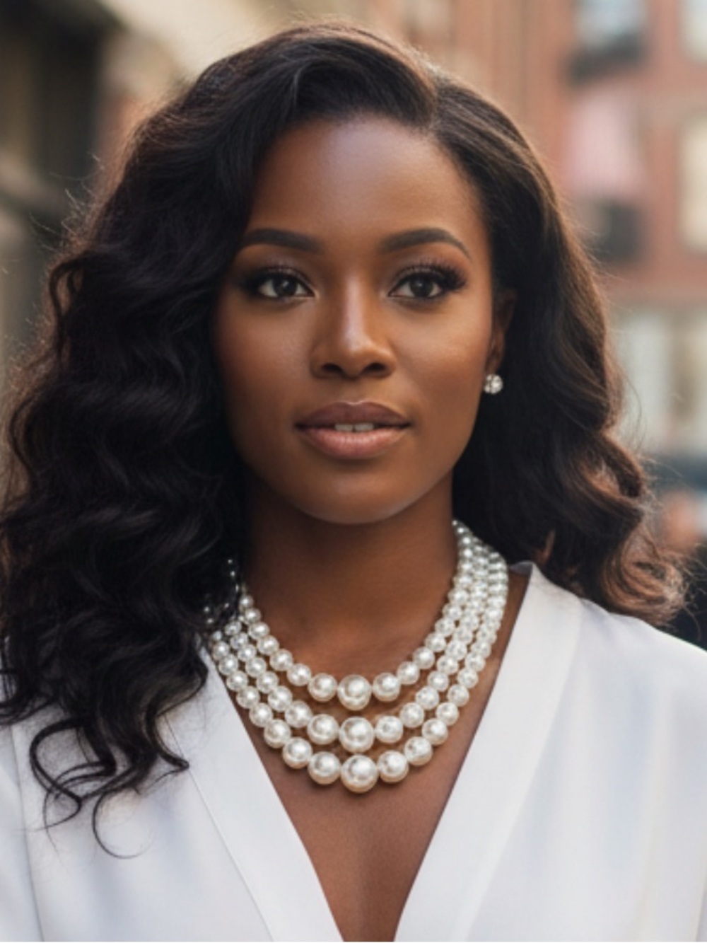 Classic Layered Multi-Strand Elegant Pearl Necklace